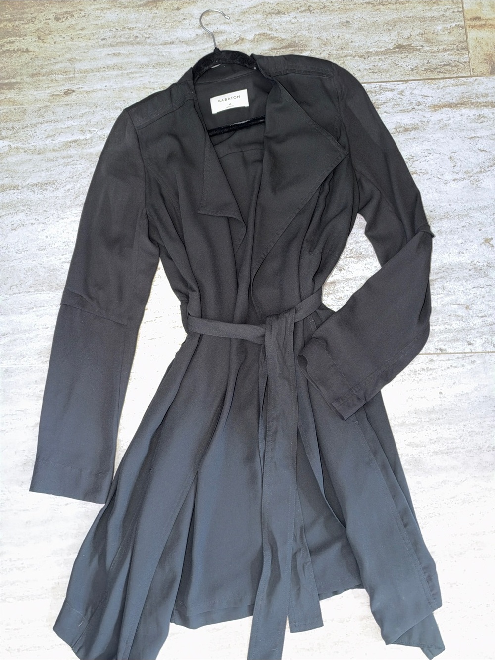 Babaton Black Long-sleeve Flowy trench Coat